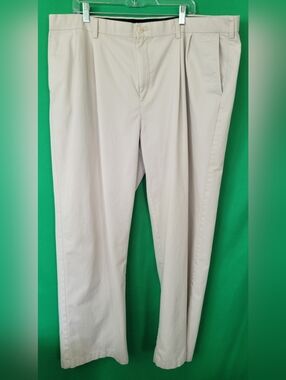 Croft & Barrow Mens Khaki Dress Pants Light Beige 44x32 Cotton Blend